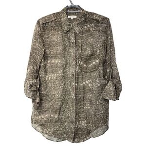 Equipment Crocodile Print Button Down Shirt size S